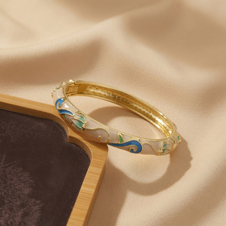 Vintage Enamel Floral Bangle