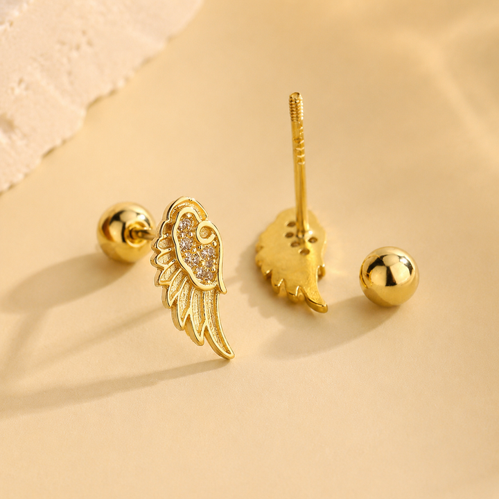 Zircon Angel Wing Stud Earrings