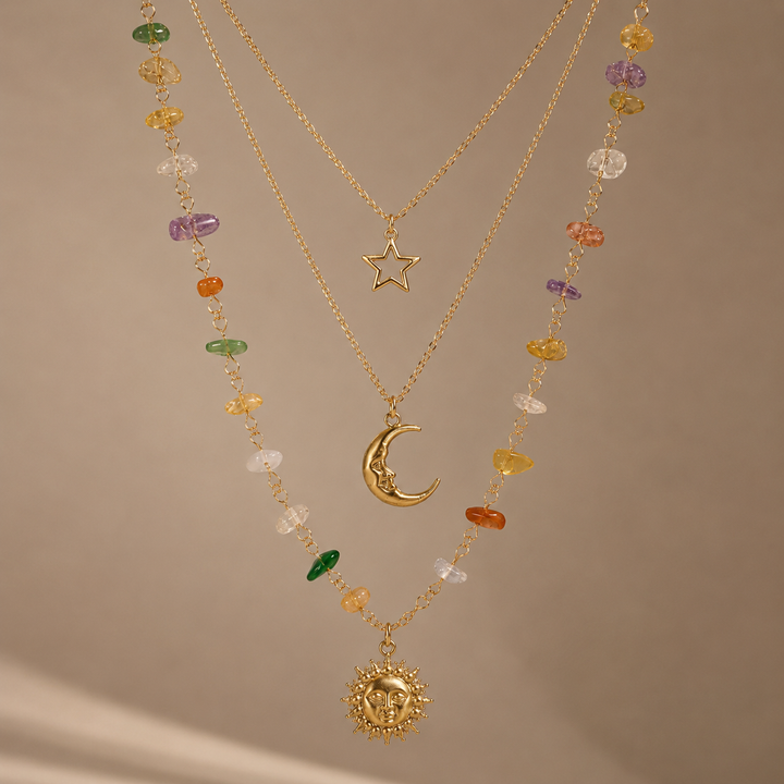 Celestial Layered Gemstone Necklace