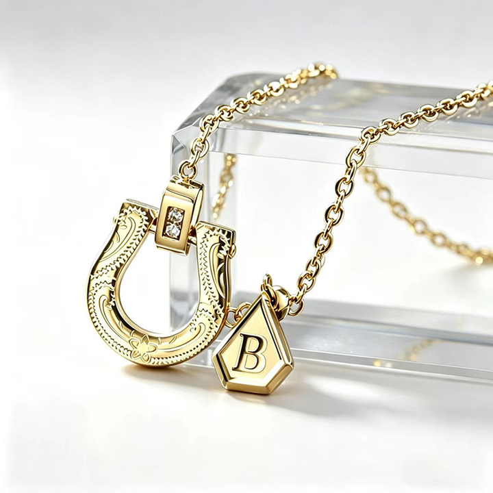 Fortuna Gold Horseshoe Initial Necklace