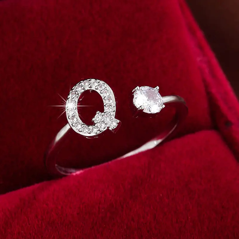 Crystal Letter Ring