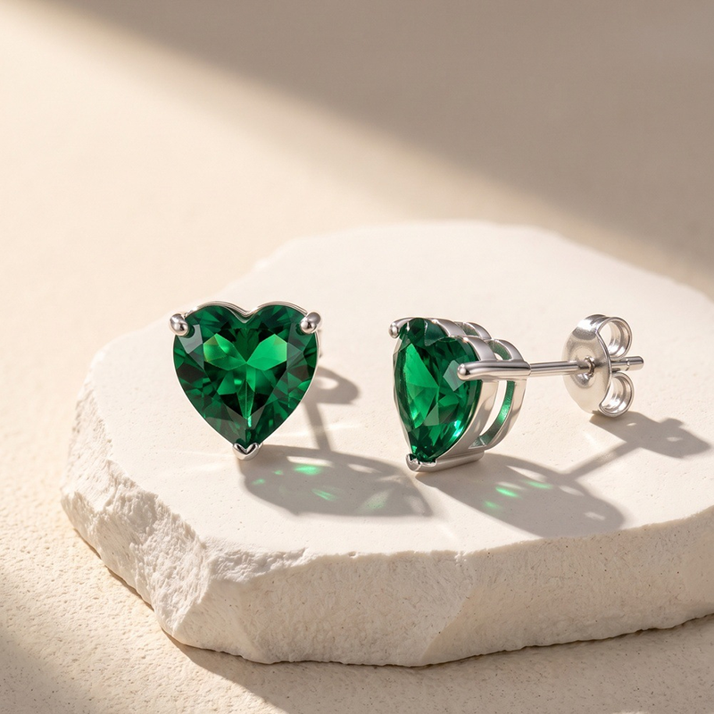 Serene Heart Birthstone Studs