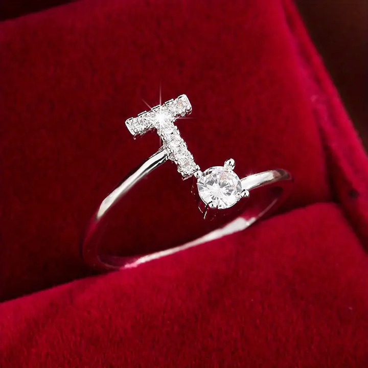 Crystal Letter Ring