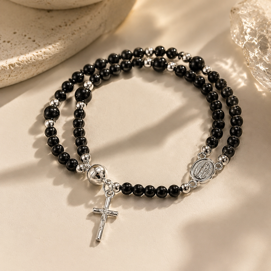 Cross Charm Beaded Bracelet
