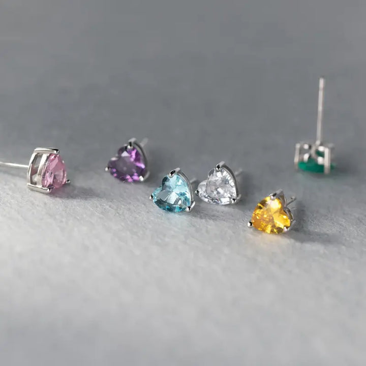 Serene Heart Birthstone Studs
