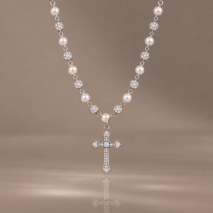 Pearl Cross Pendant Necklace