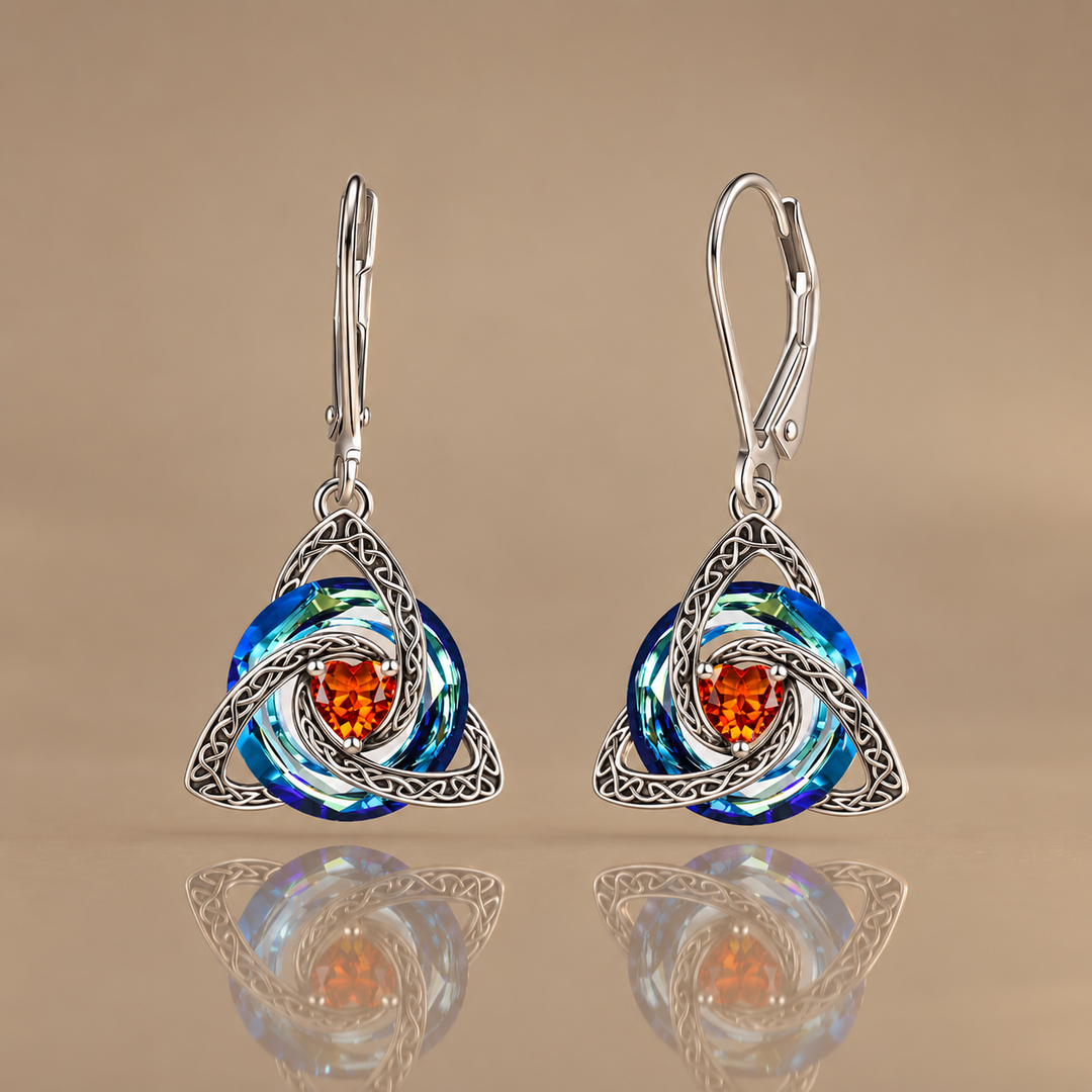 Trinity Knot Birthstone Earrings