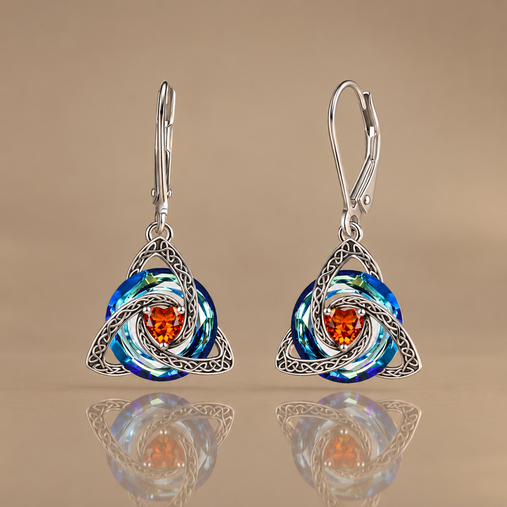 Trinity Knot Birthstone Earrings