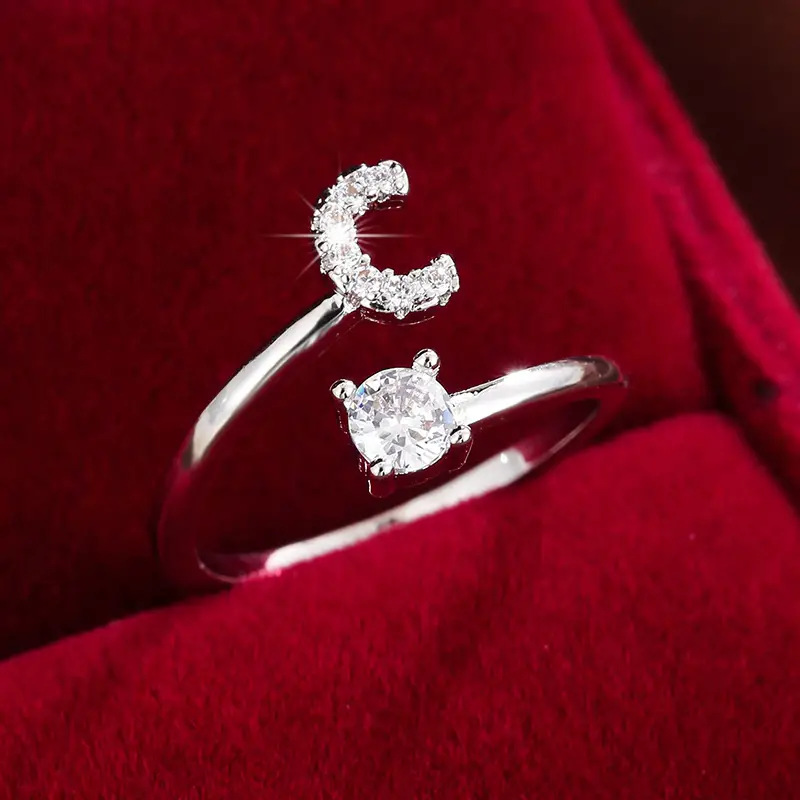 Crystal Letter Ring