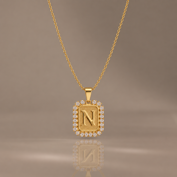 Gold Paperclip Initial Necklace
