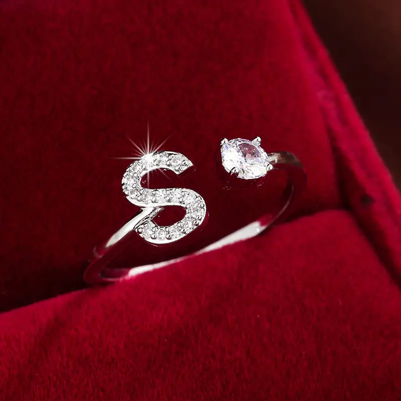 Crystal Letter Ring