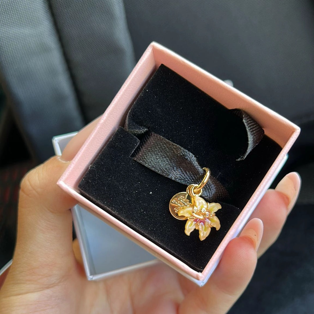Gold Floral Zircon Pendant Necklace