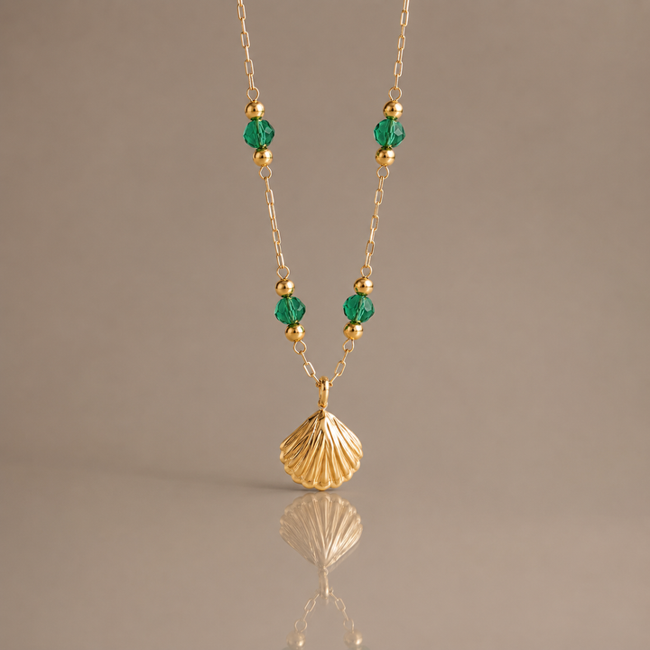 Green Crystal Shell Necklace