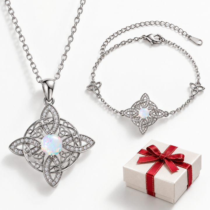 Celtic Opal Knot Jewelry Set