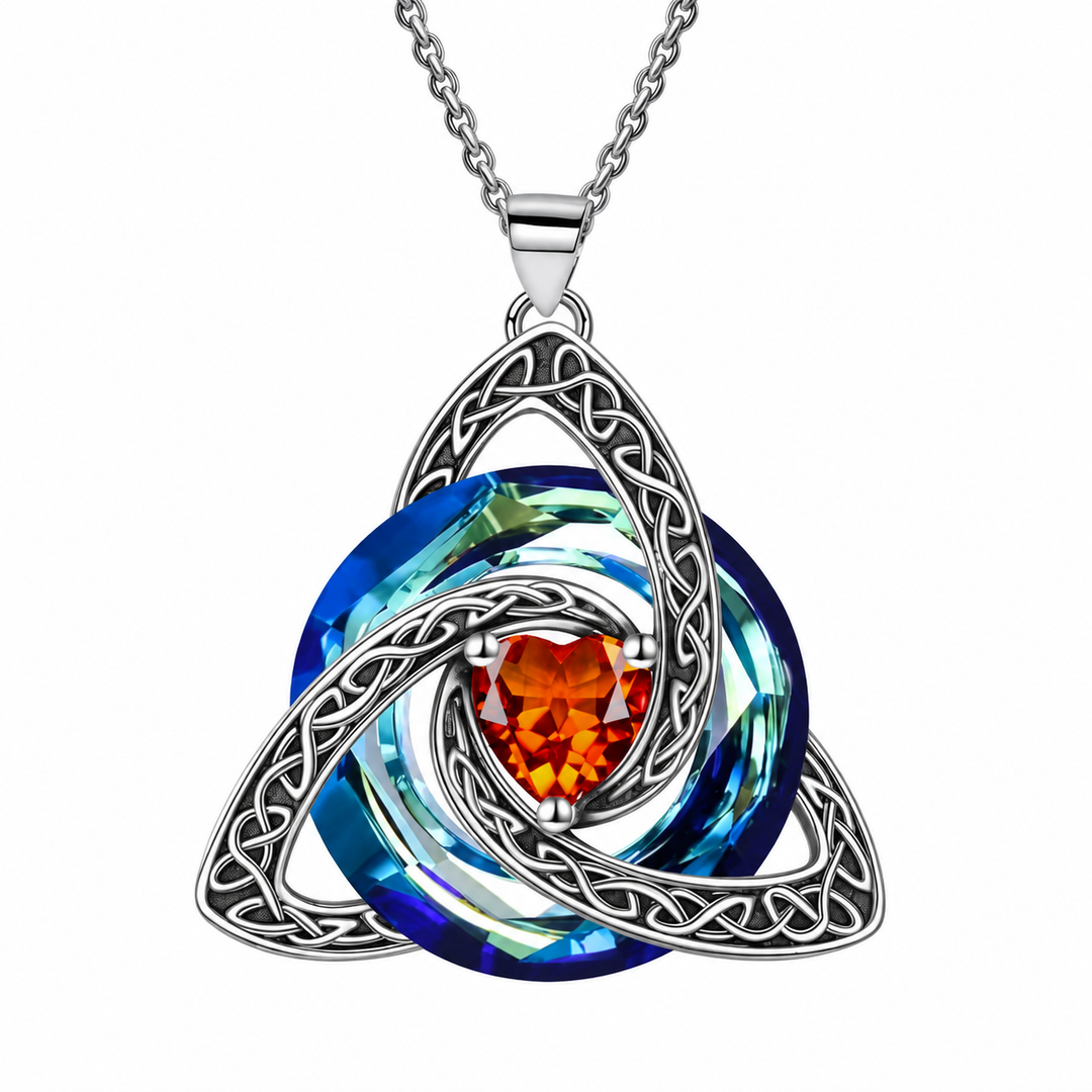 Trinity Knot Birthstone Heart Pendant