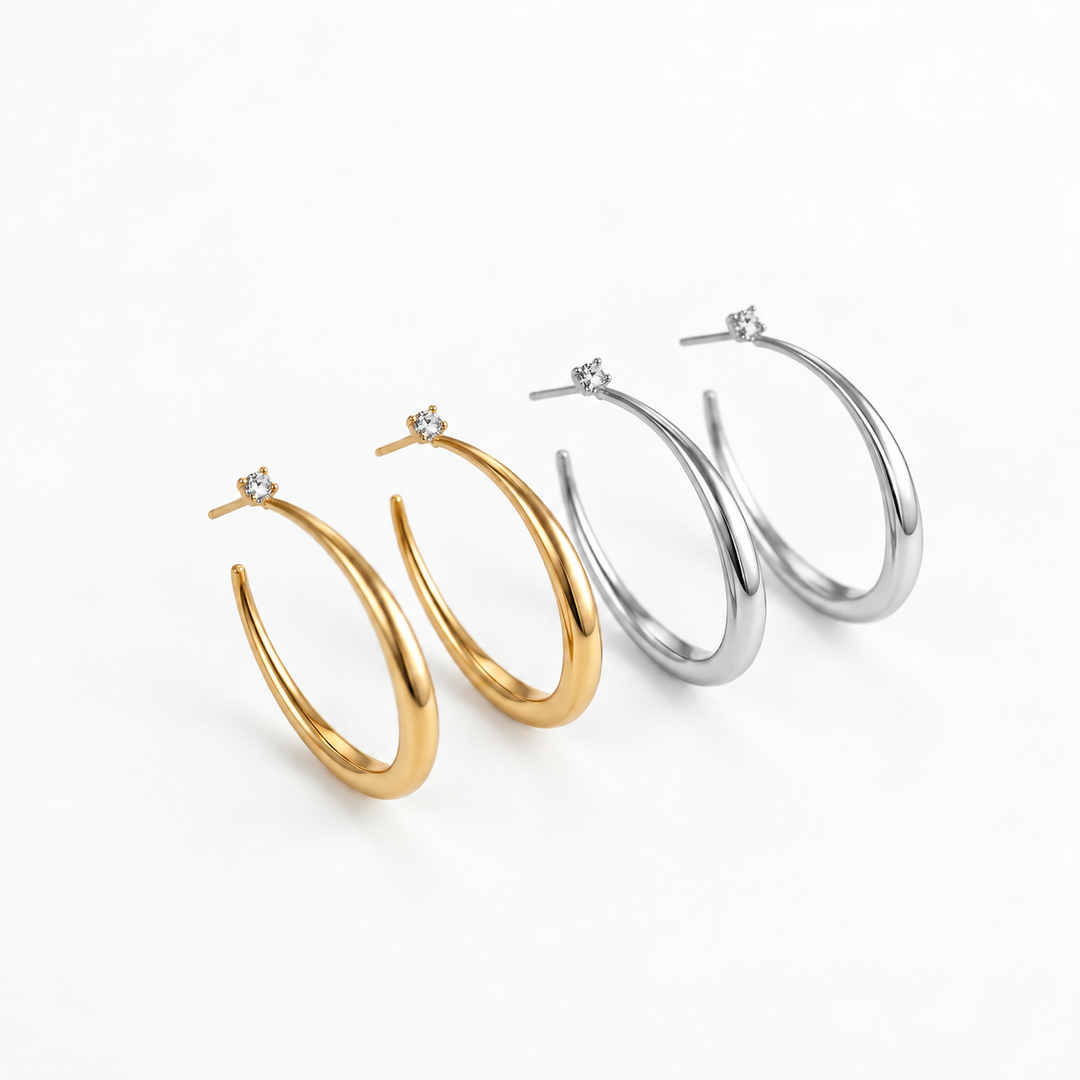 Sculptural Oval Hoop Earrings