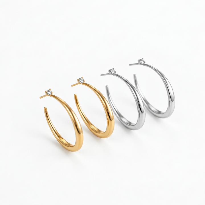 Sculptural Oval Hoop Earrings
