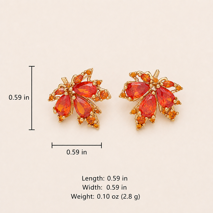 Red Crystal Maple Leaf Jewelry Set
