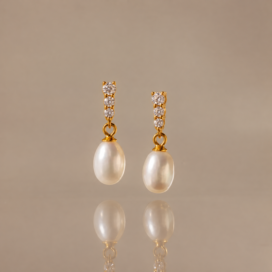 Pearl Drop Crystal Earrings