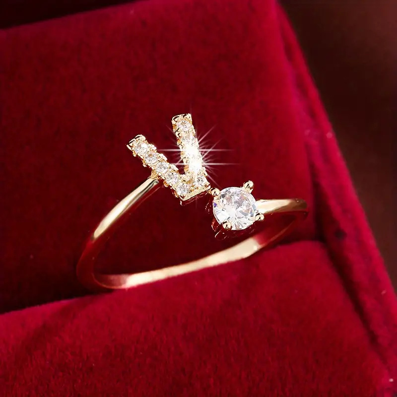 Crystal Letter Ring