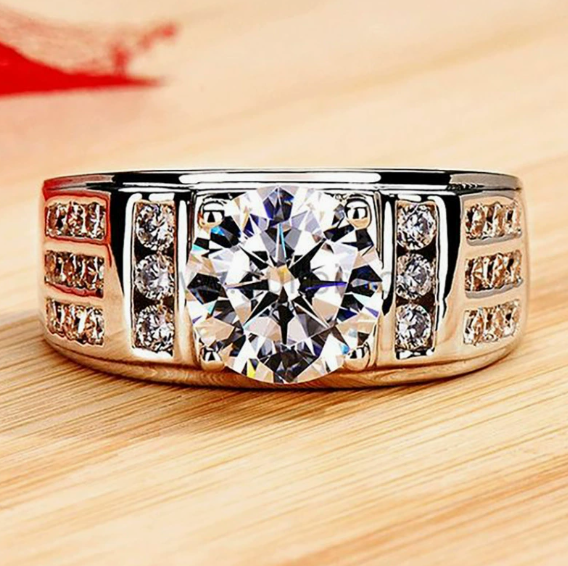 Mens Moissanite Style Pavé Ring
