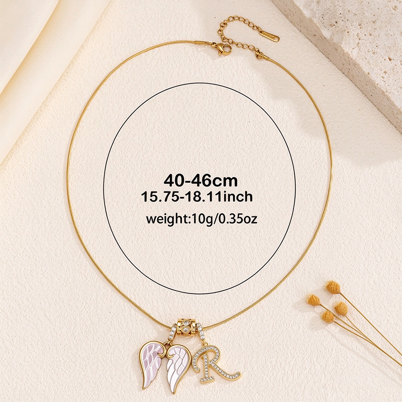 Angel Wings Initial Necklace