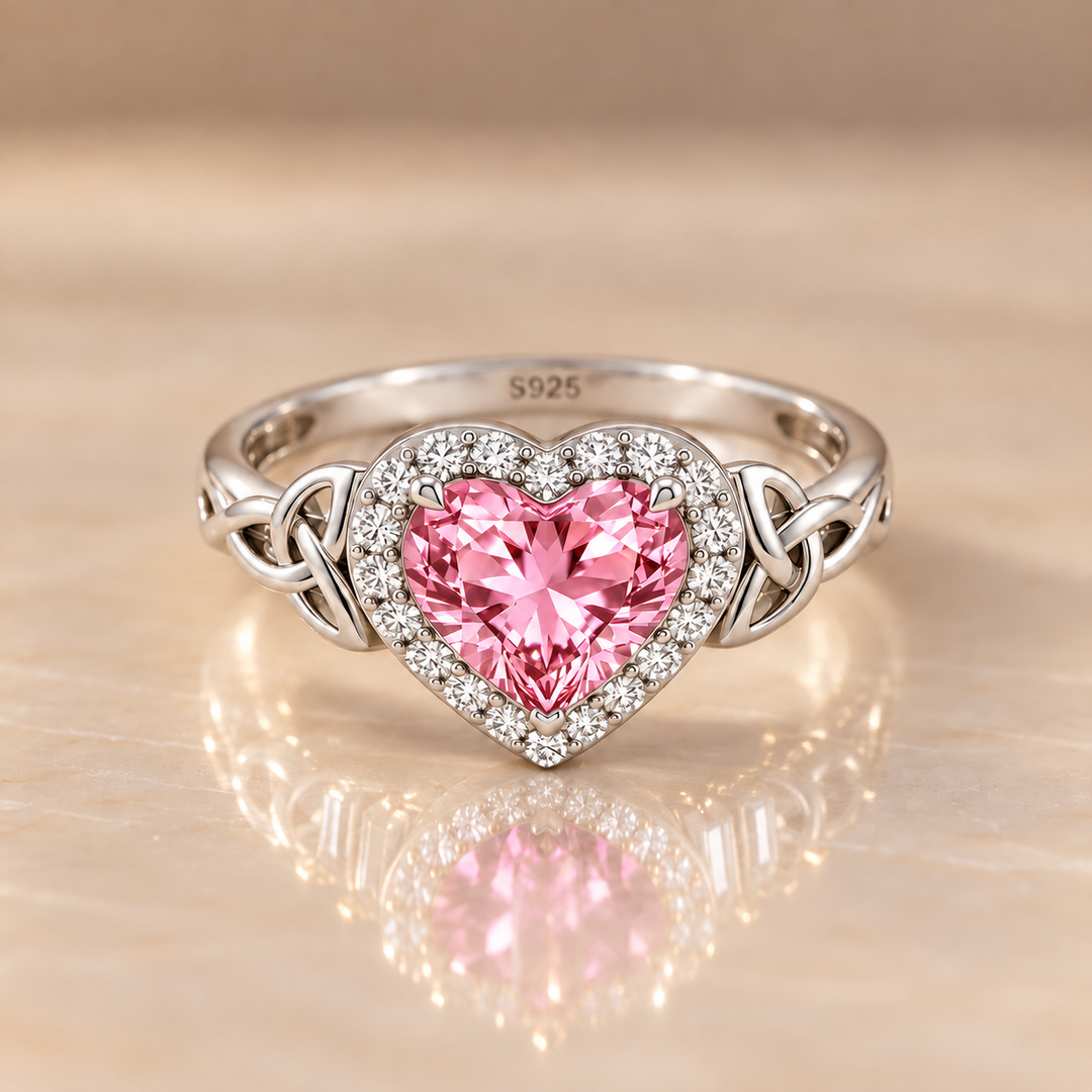 Celtic Knot Heart Zirconia Ring