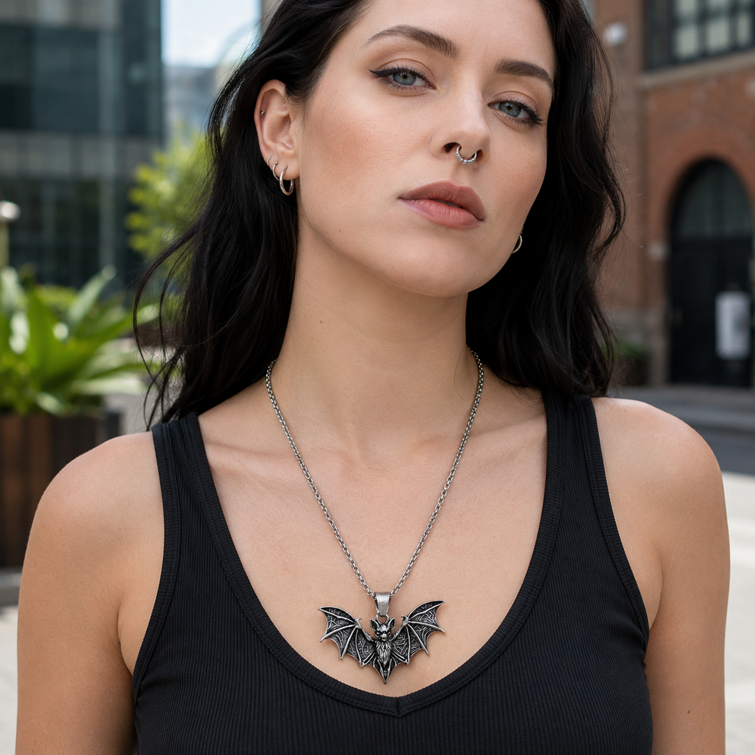 Gothic Bat Pendant Necklace