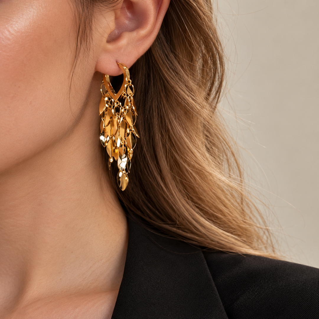 Leaf Cascade Statement Earrings