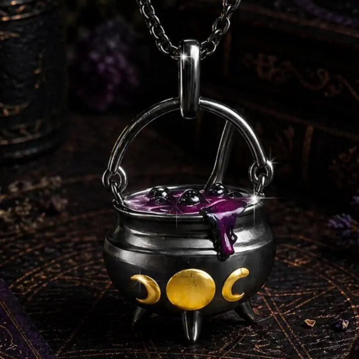 Witch Cauldron Halloween Pendant Necklace