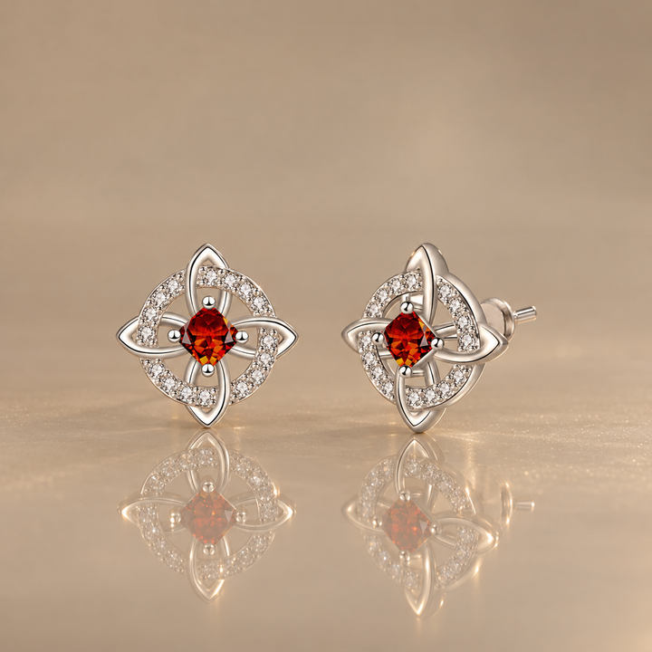 Birthstone Celtic Knot Stud Earrings