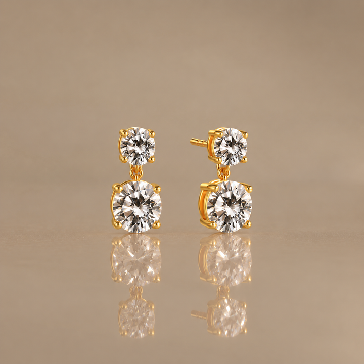 Double Zircon Drop Earrings