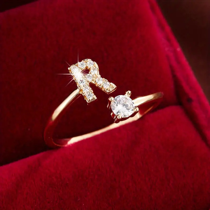 Crystal Letter Ring
