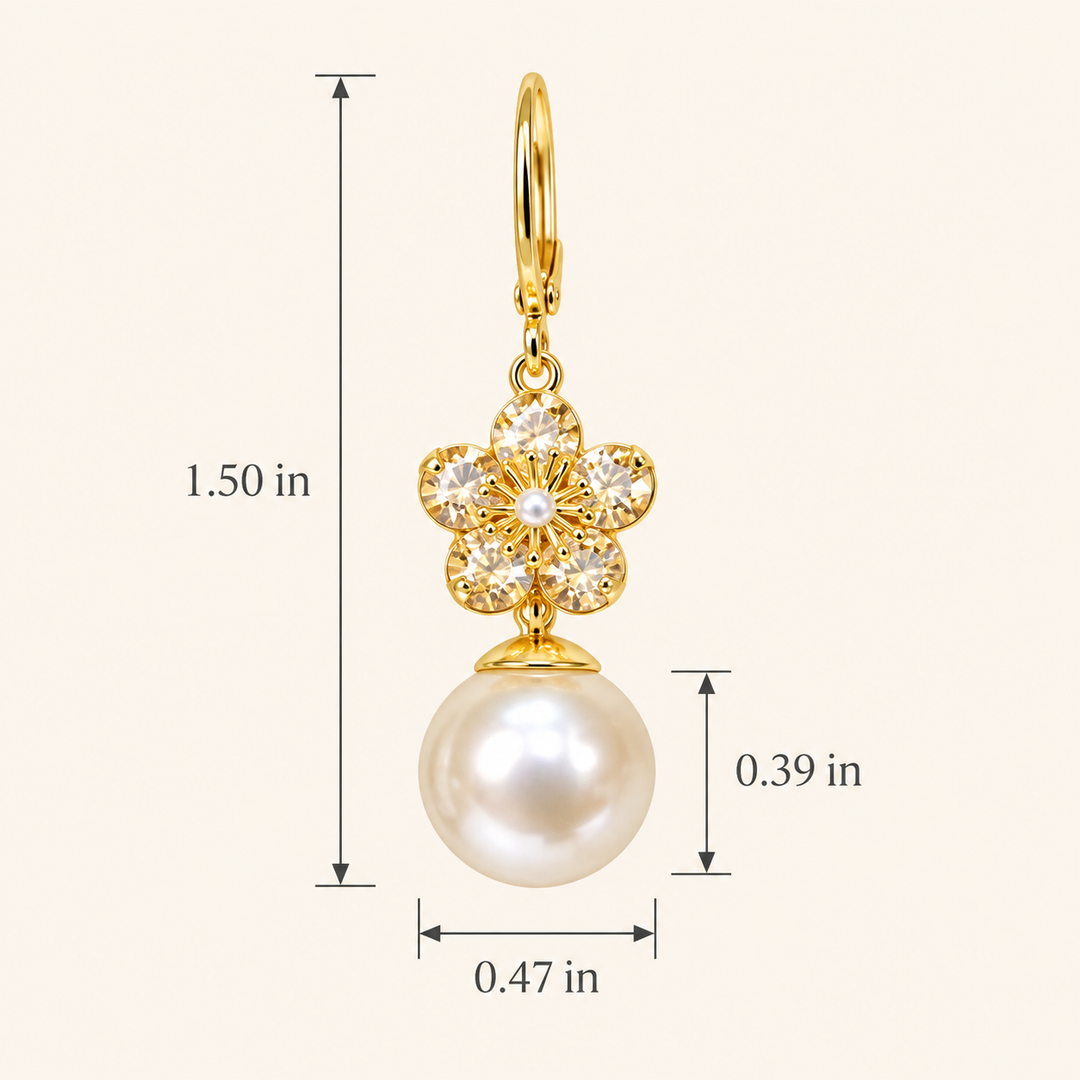 Flower Pearl Drop Earrings
