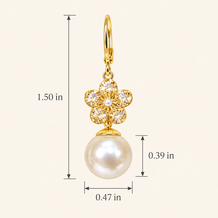Flower Pearl Drop Earrings