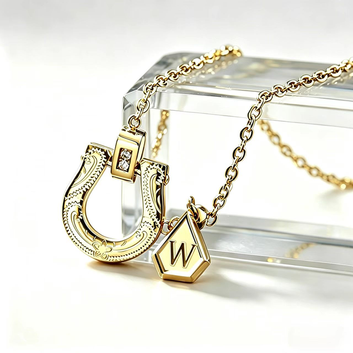 Fortuna Gold Horseshoe Initial Necklace