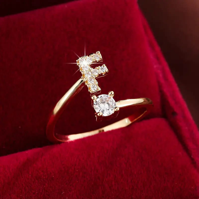 Crystal Letter Ring
