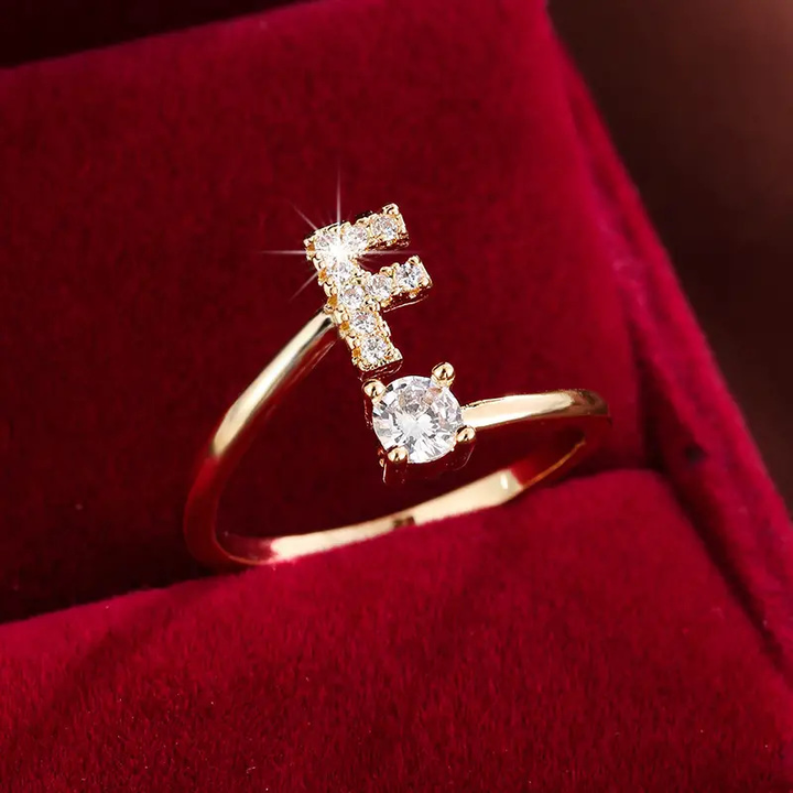 Crystal Letter Ring