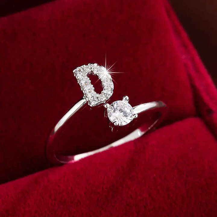 Crystal Letter Ring