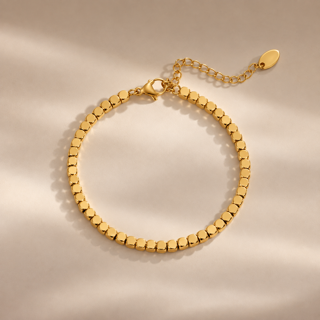 Gold Beaded Adjustable Bracelet