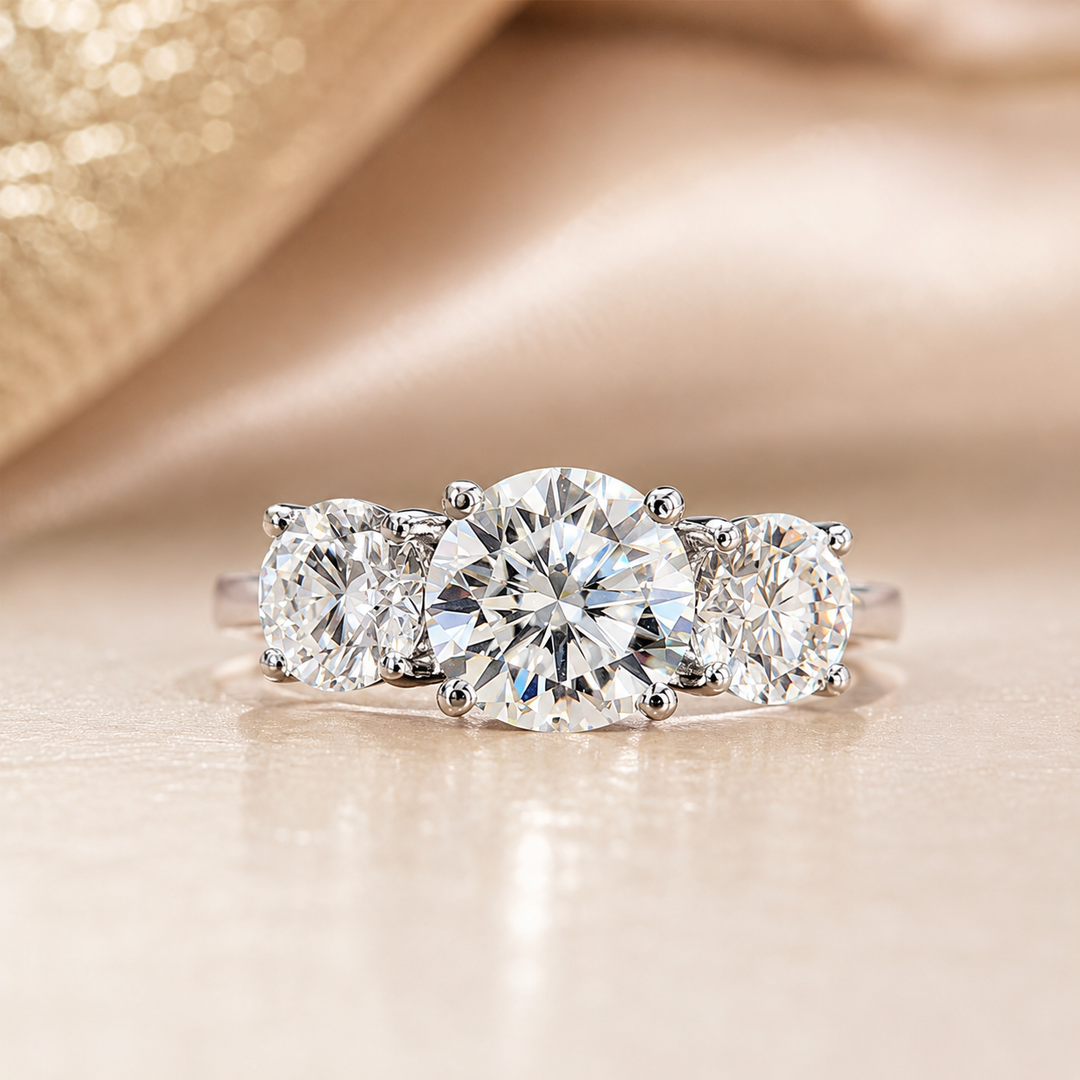 Three-Stone Round Zircon Ring