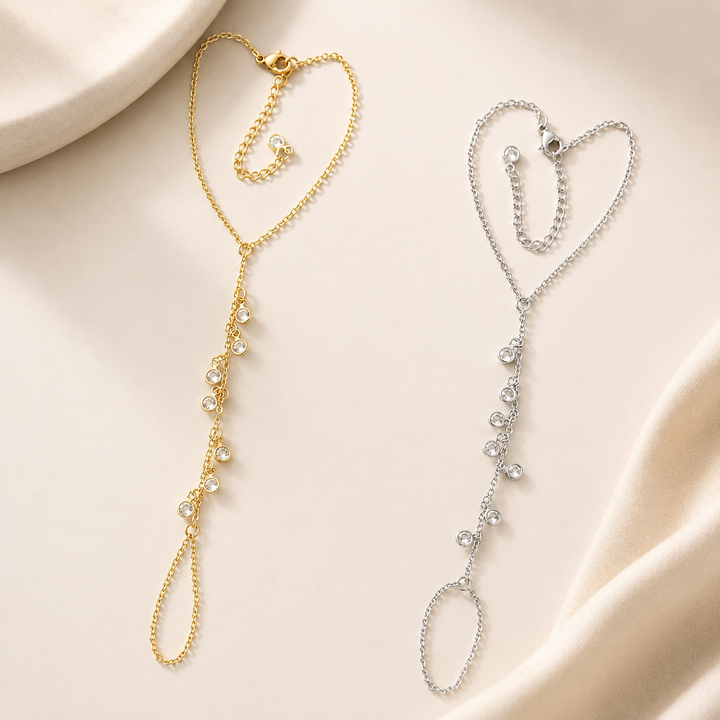 Dainty Zircon Hand Chain Bracelet