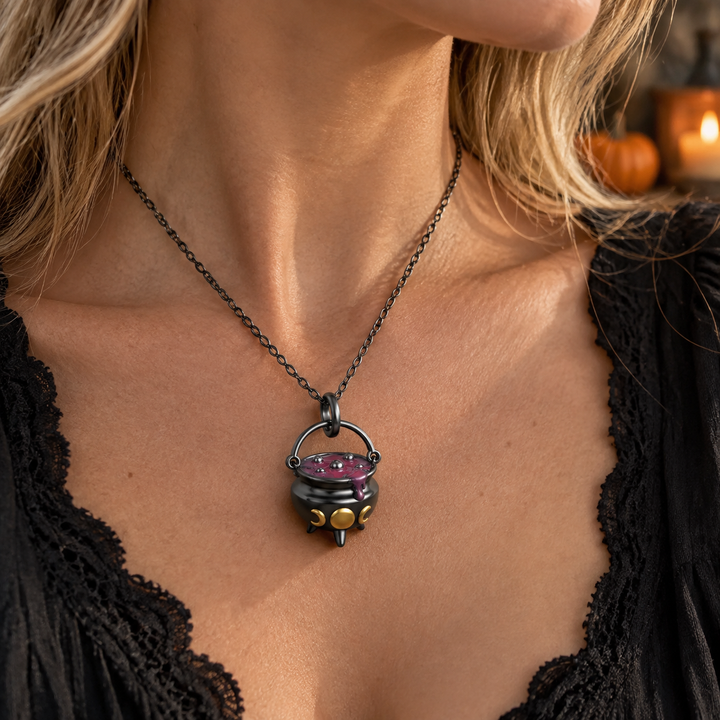 Witch Cauldron Halloween Pendant Necklace