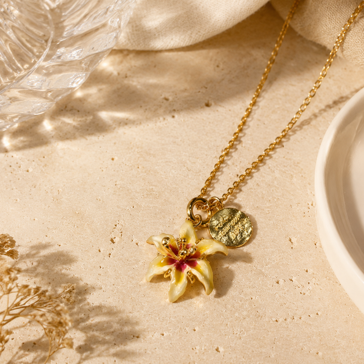 Gold Floral Zircon Pendant Necklace