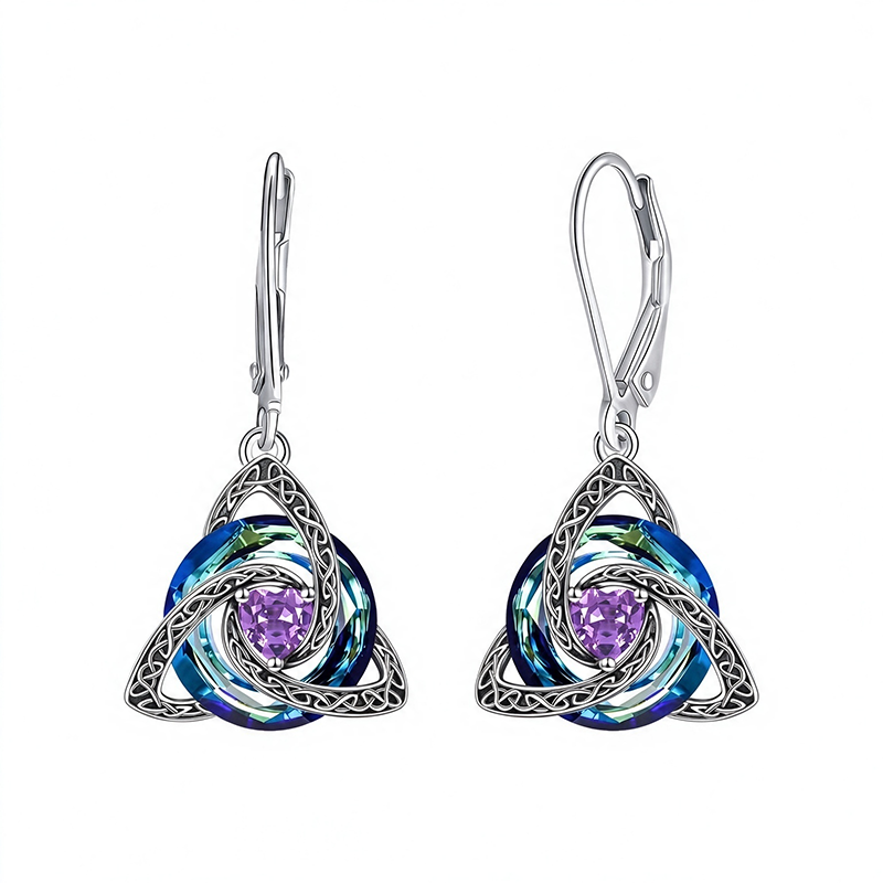 Trinity Knot Birthstone Earrings