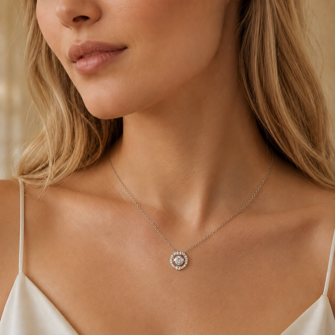 Round Zircon Pendant Necklace