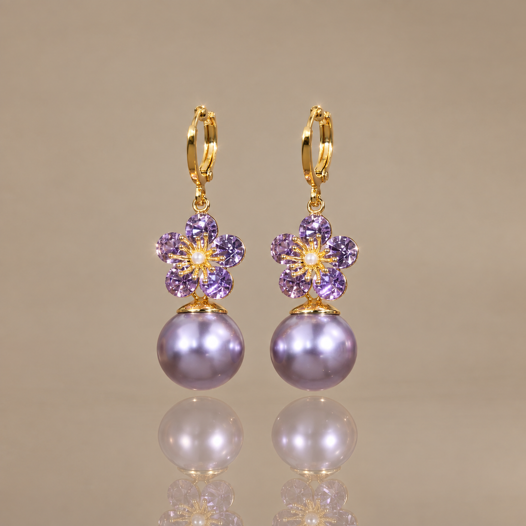 Flower Pearl Drop Earrings