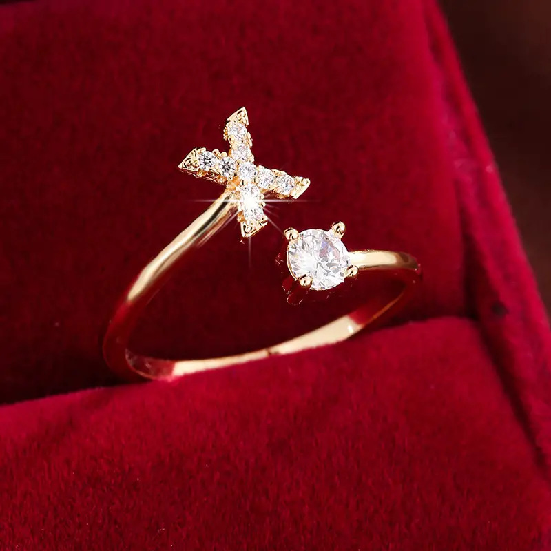 Crystal Letter Ring