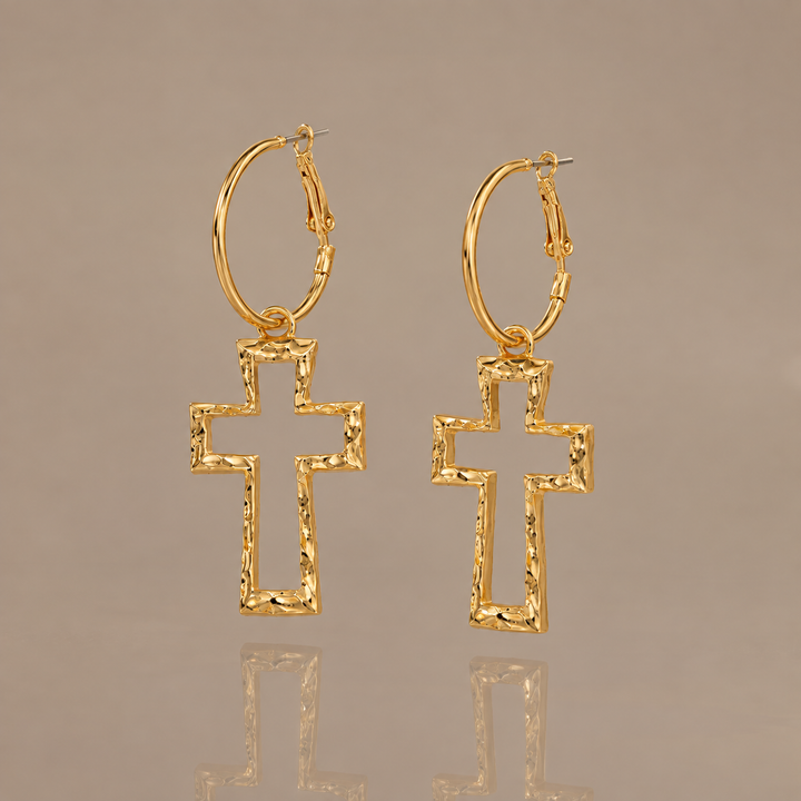 Vintage Cross Hoop Earrings