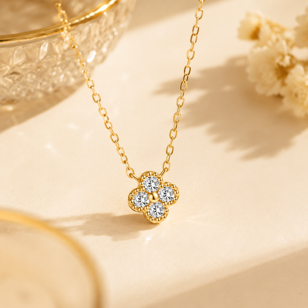 Four-Leaf Clover Zircon Necklace